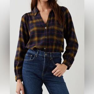 Rails Lauren Shirt Navy Hazelnut Pink Size Large